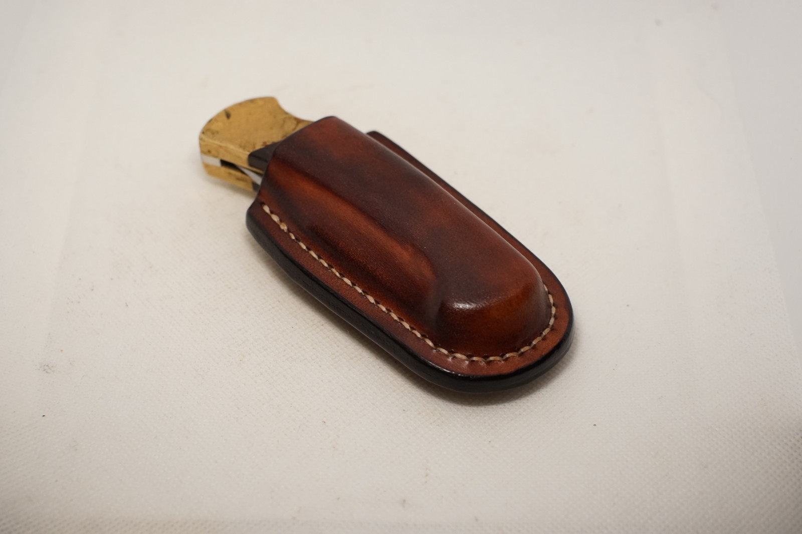handmade buck 112 leather sheath mahogany brown waxed upright Sheath Only