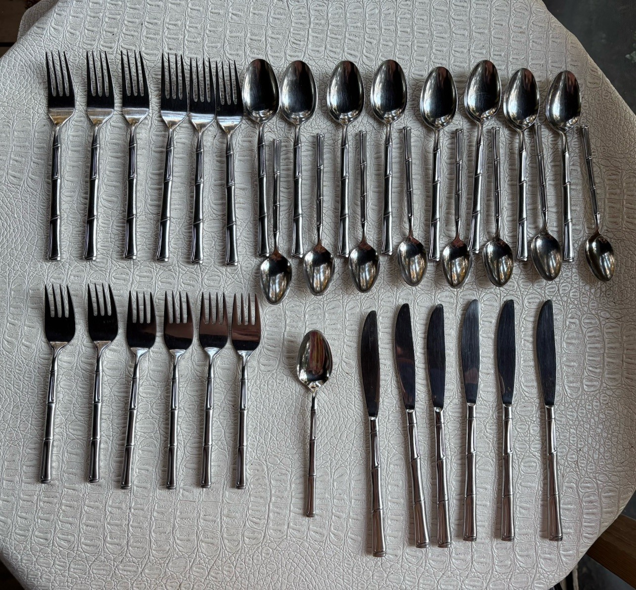 VTG Nasco Flatware CATHAY Bamboo Silverware Stainless Mixed Lot 35 Pieces Japan