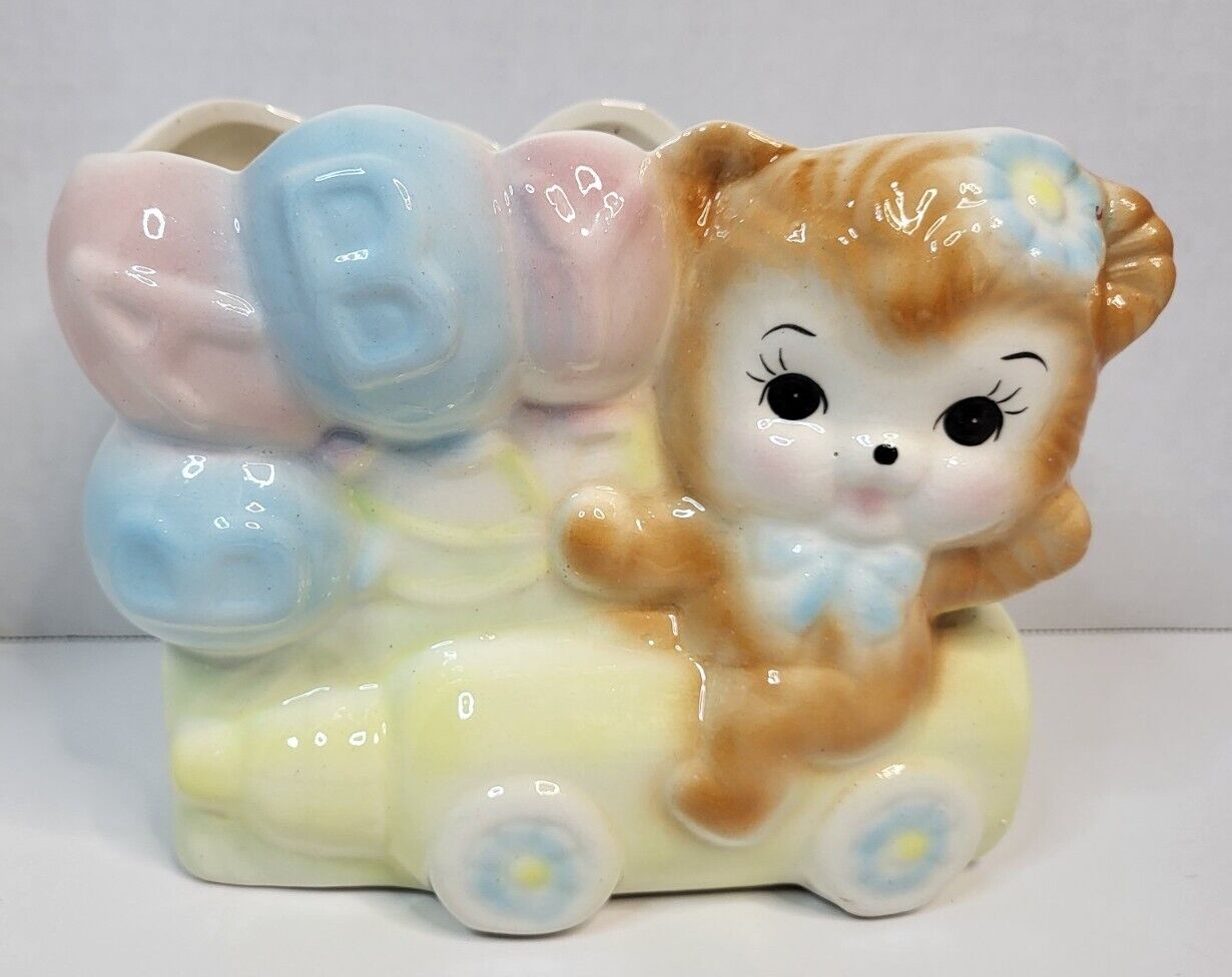 Vintage Ceramex Del Norte Baby Teddy Bear Pastel Ceramic Porcelain Vase Planter