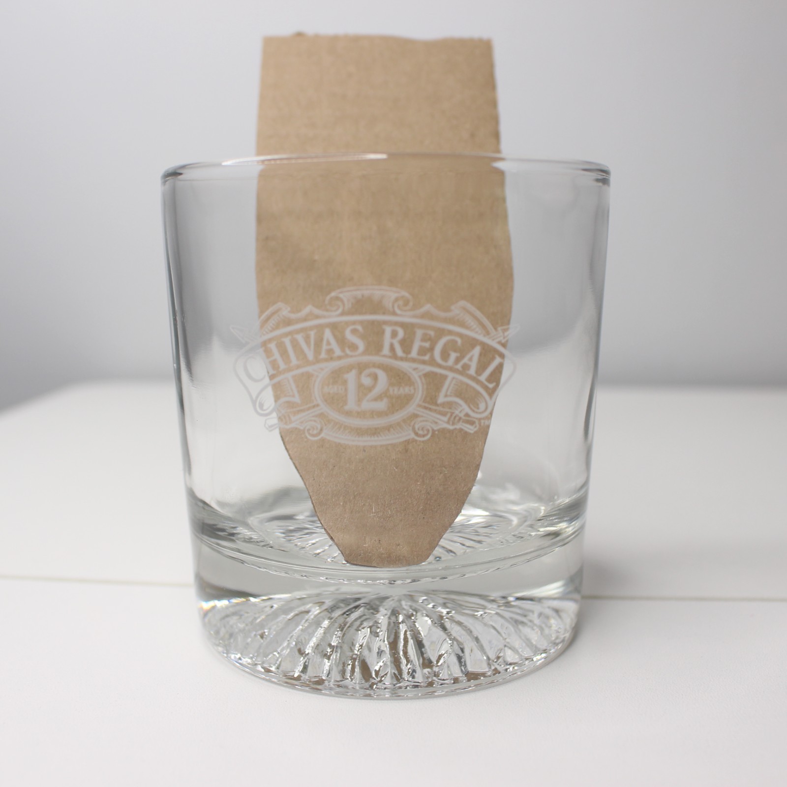 Chivas Regal 12 Year Heavy Bottom Round Rocks Scotch Whiskey Glass Rare