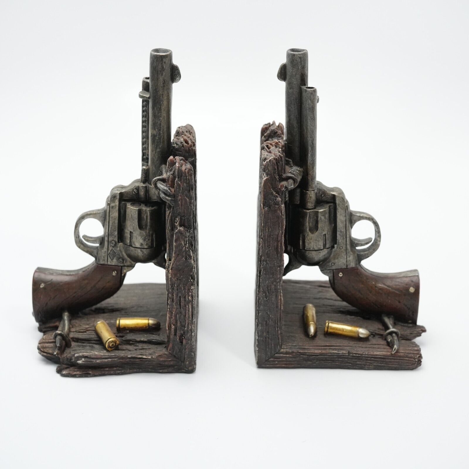 Western Cowboy The Old West Pistol Six Shooter Gun Bookends