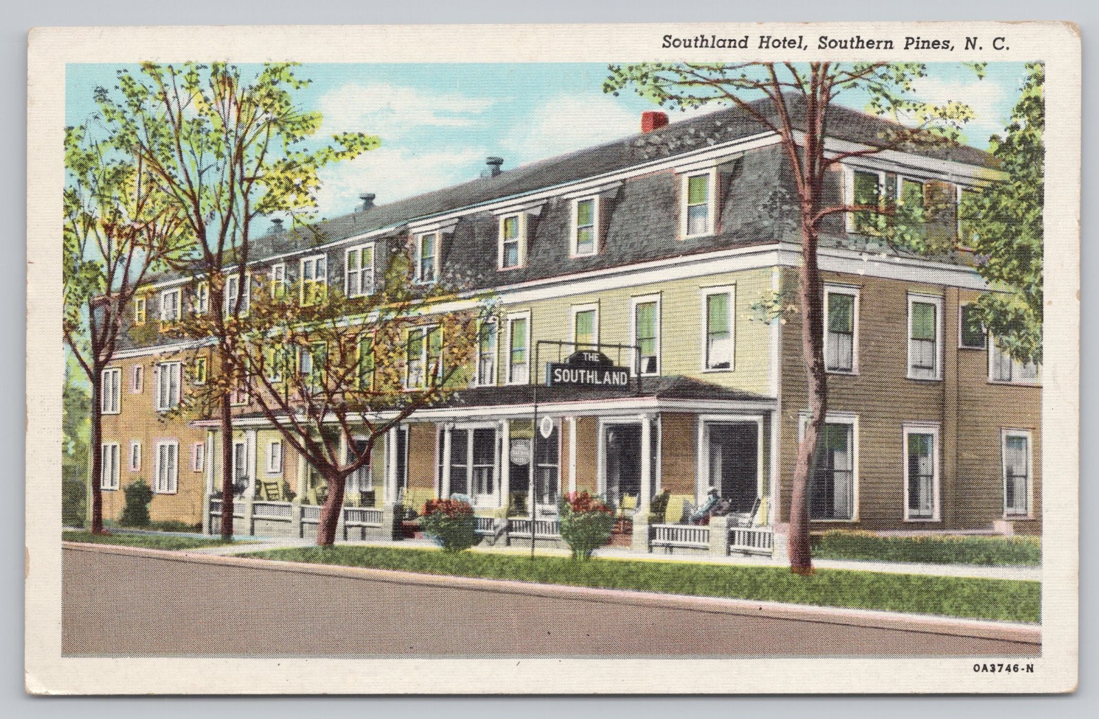 Southern Pines North Carolina The Southland Hotel c.1930s Antique Postcard
