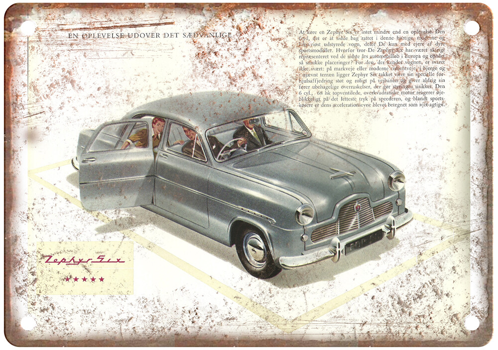 Vintage Zephyr Six Ad Retro Look Metal Sign A6455