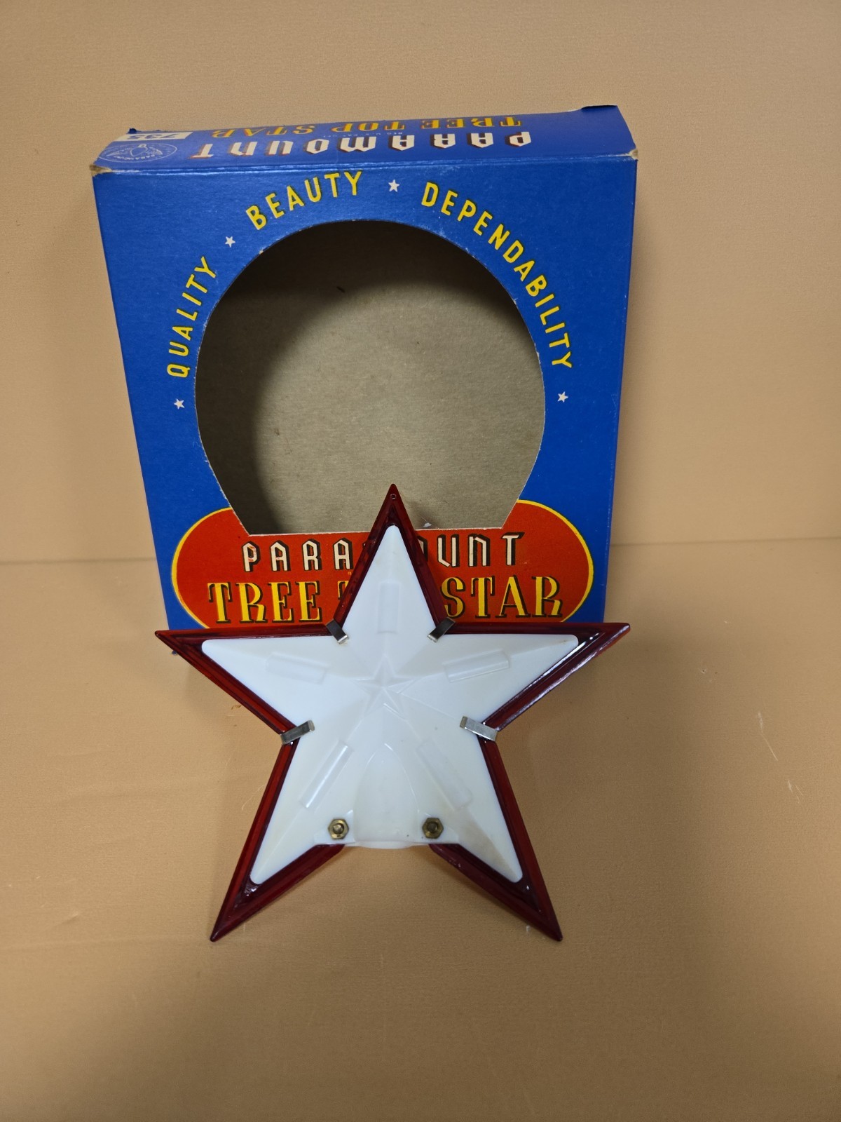 Vintage Paramount Tree Top Star No 735 Original Box Red White Missing Light