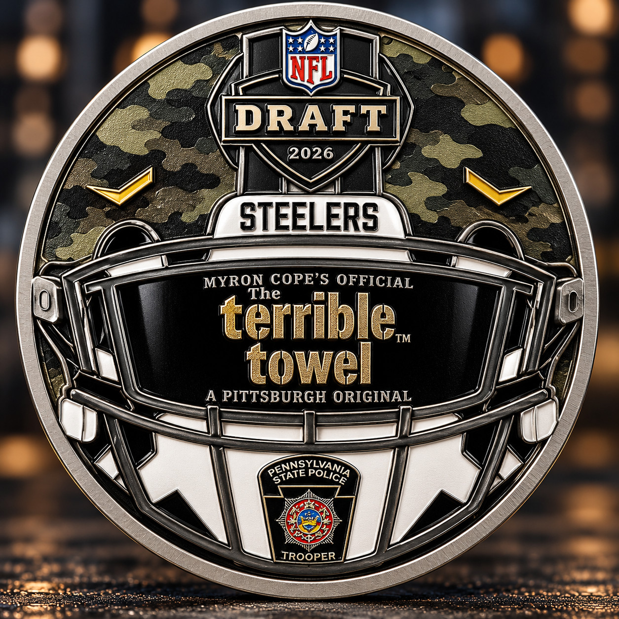 Pittsburgh Steelers Draft 2026 Terrible Towel Challenge Coin 2 side Gift USA