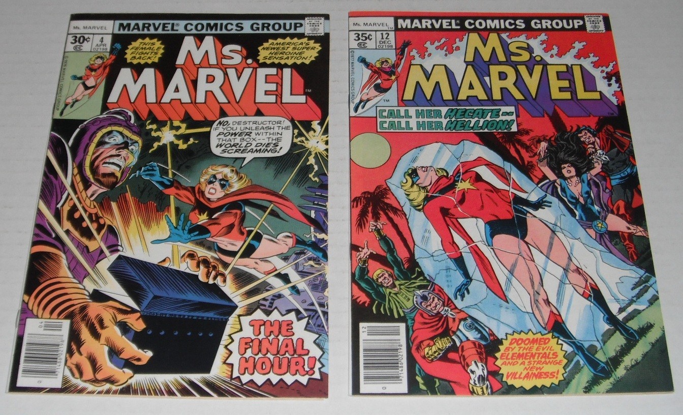 Ms Marvel # 4 + 12.....VF or so grade..... 1977 comic books--RE
