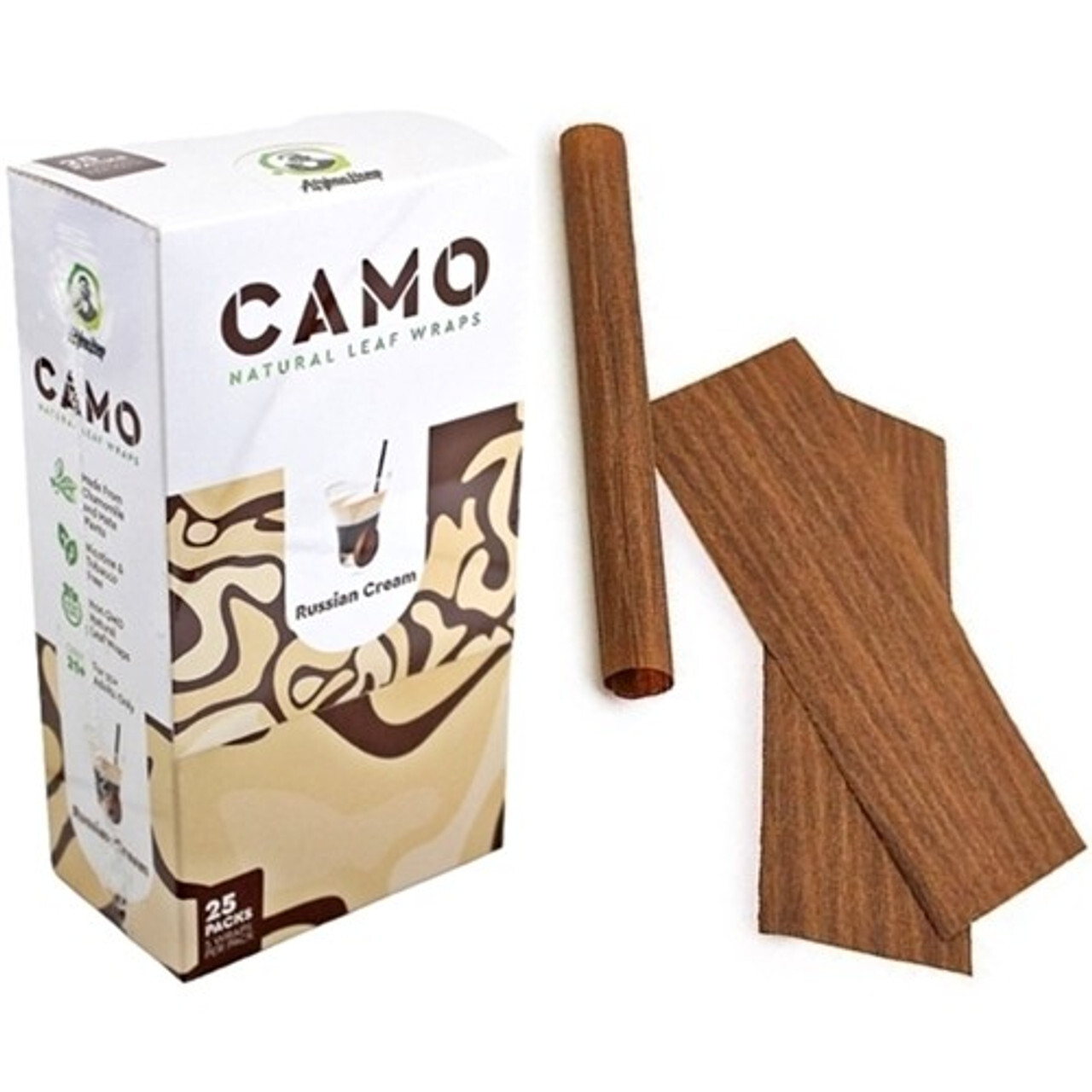 Camo Natural Leaf Wraps RUSSIAN CREAM Self Rolling Herbal Wraps (Full Box of 25) Camo Natural Leaf Wraps RUSSIAN CREAM Self Rolling Herbal Wraps (Full Box of 25)