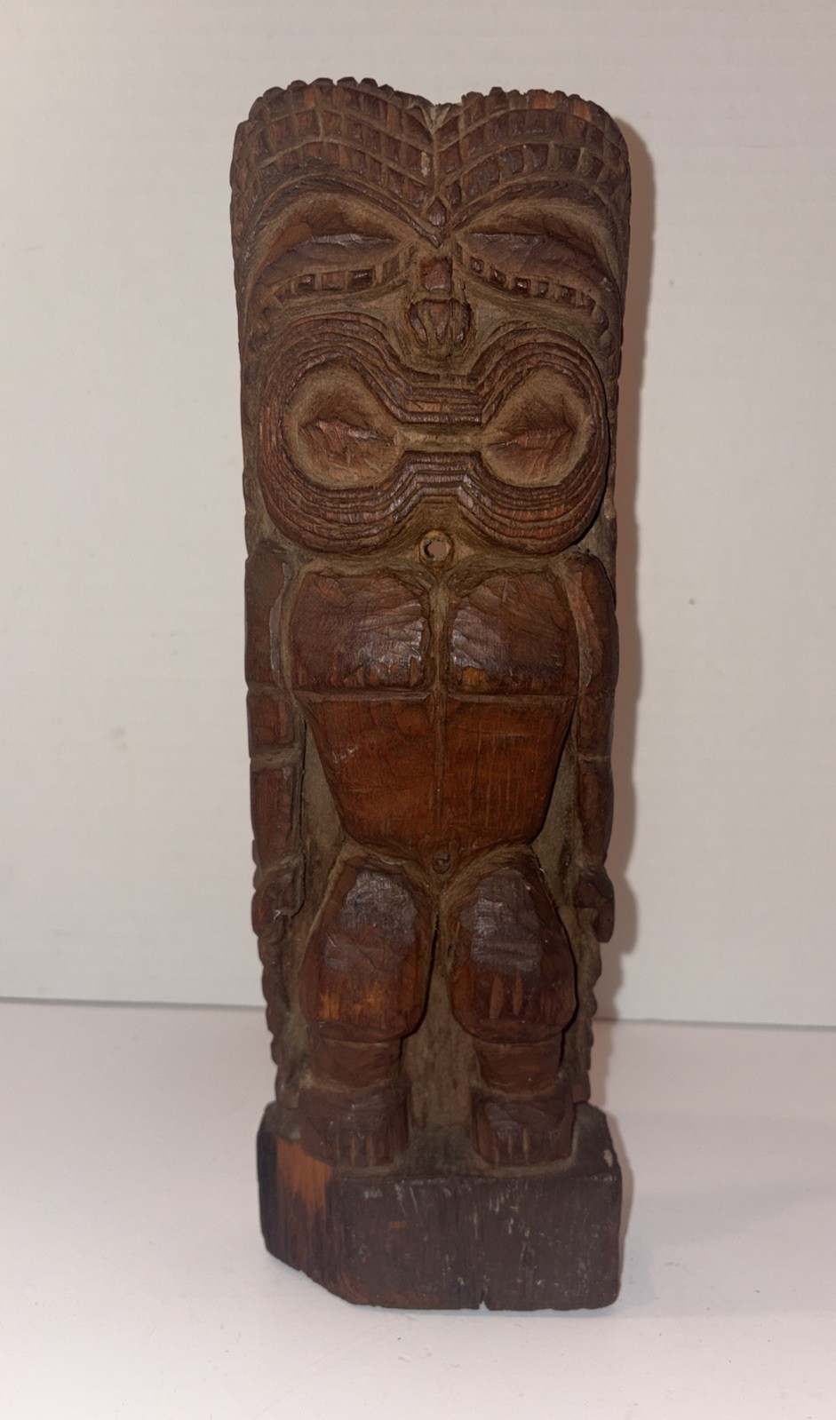 Vintage Hawaiian Tiki Solid Wood Hand Carved Hawaiian Statue 11”