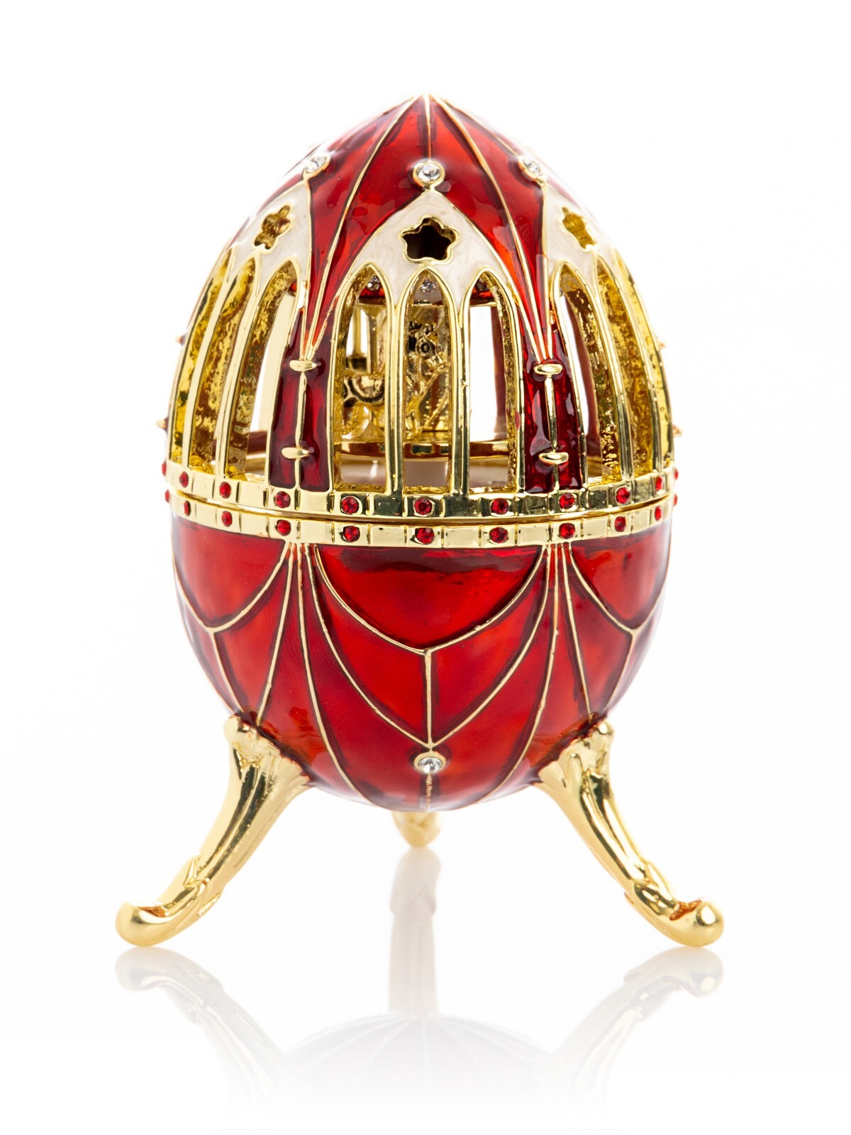 Keren Kopal Red Music egg Horse Carousel Trinket box Decorated Austrian Crystals