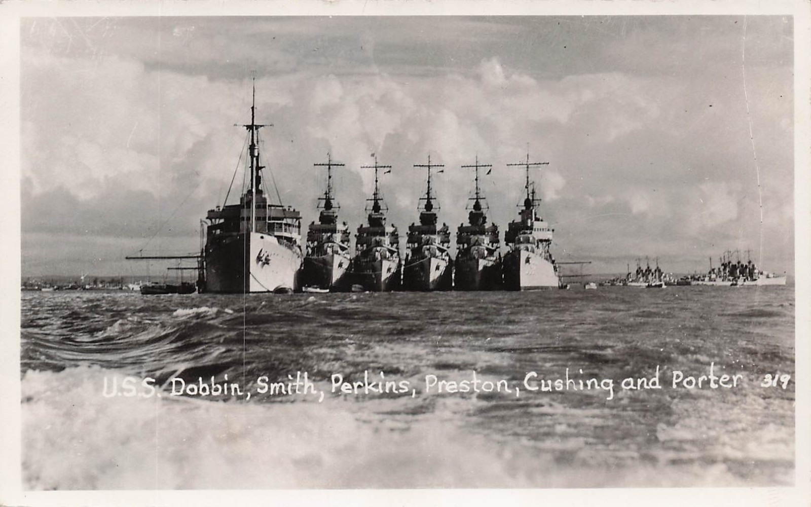 RPPC WWI Military Navy Ship Dobbin Smith Perkins Cushing Photo Postcard 51A