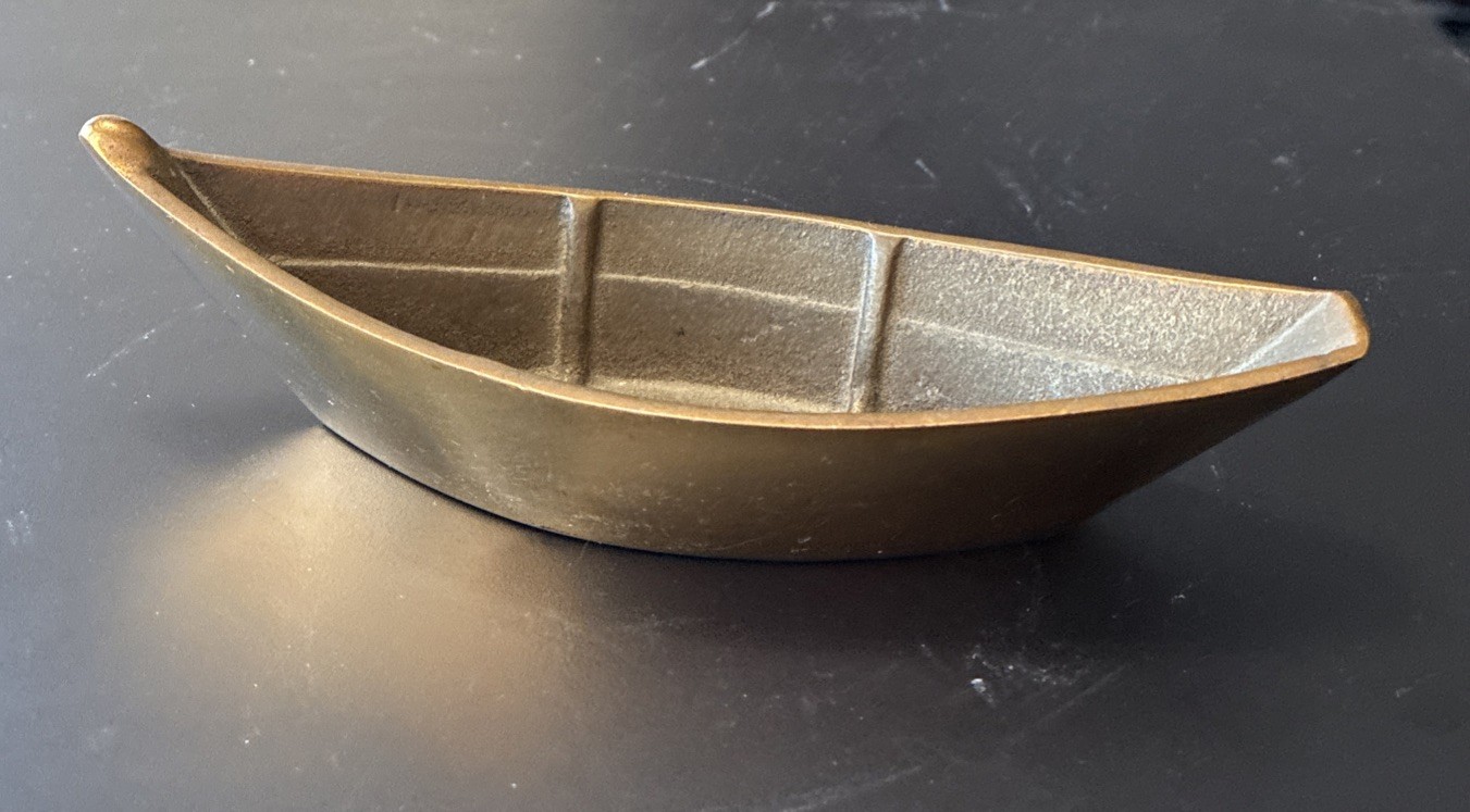 Vtg 1930\'s Wilcox Crittenden Brass Nautical Dory Ashtray Maritime  7.2 oz MARKED