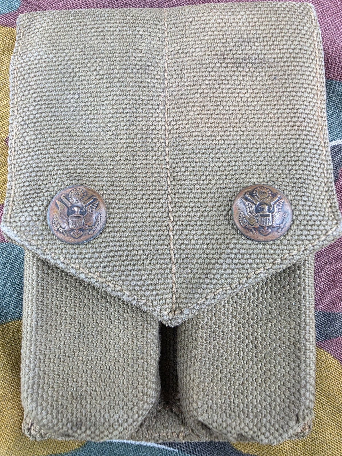 US Rimless Eagle Snap M1910 Canvas 1911  Magazine Pouch Mills 1913 Unit Marked