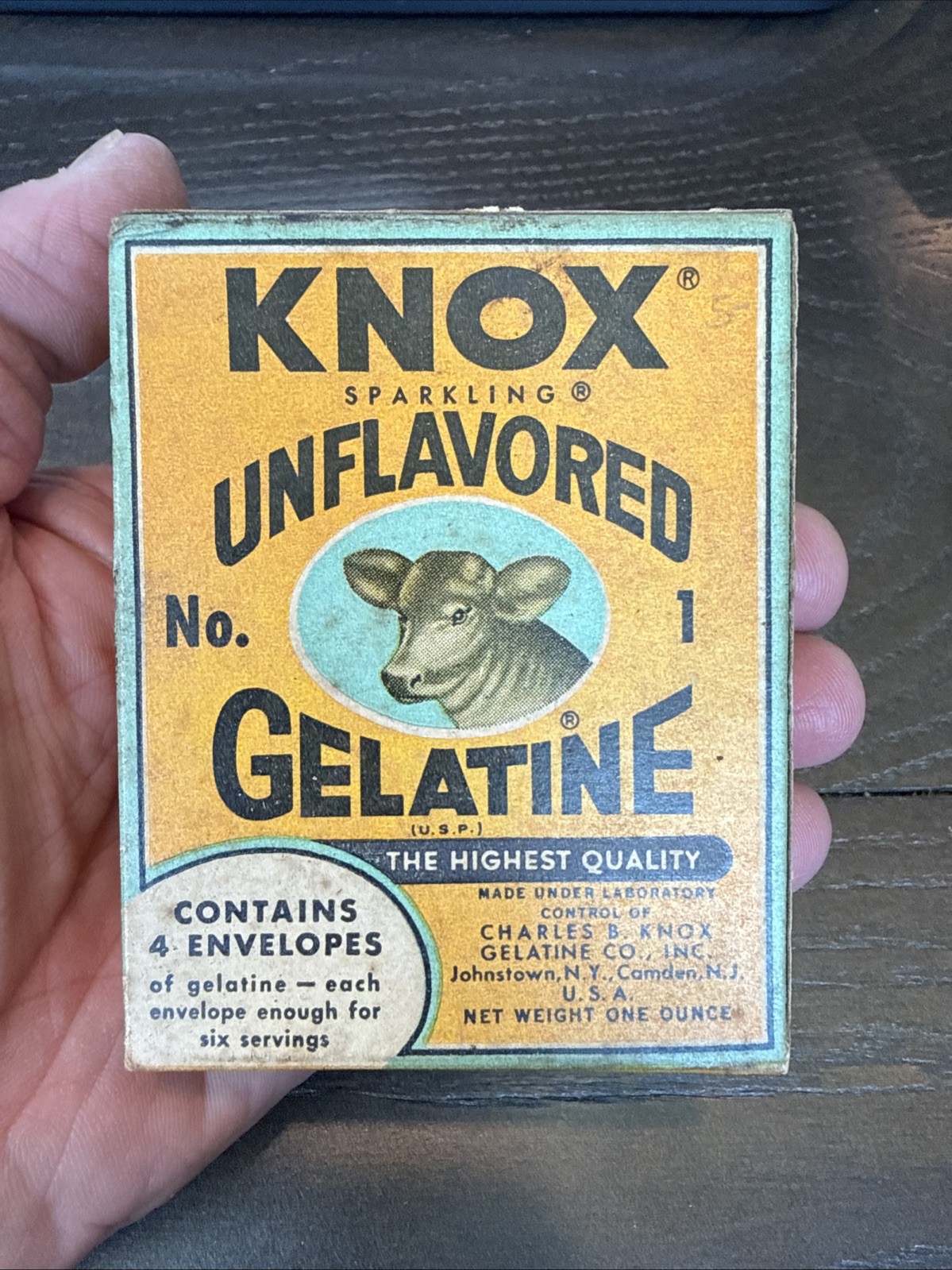 Vintage Knox Sparkling Gelatine Advertising Cow Box Contents New, Old Stock