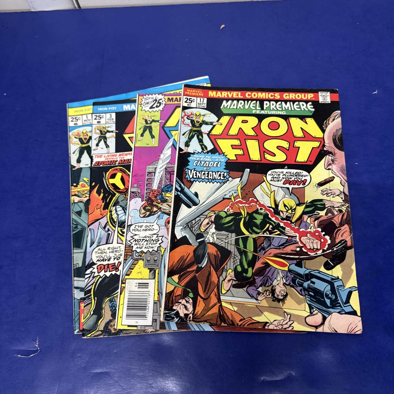 Marvel Premiere #1,3,5 Bronze age lot of 4 Iron Fist VG+ Wow z