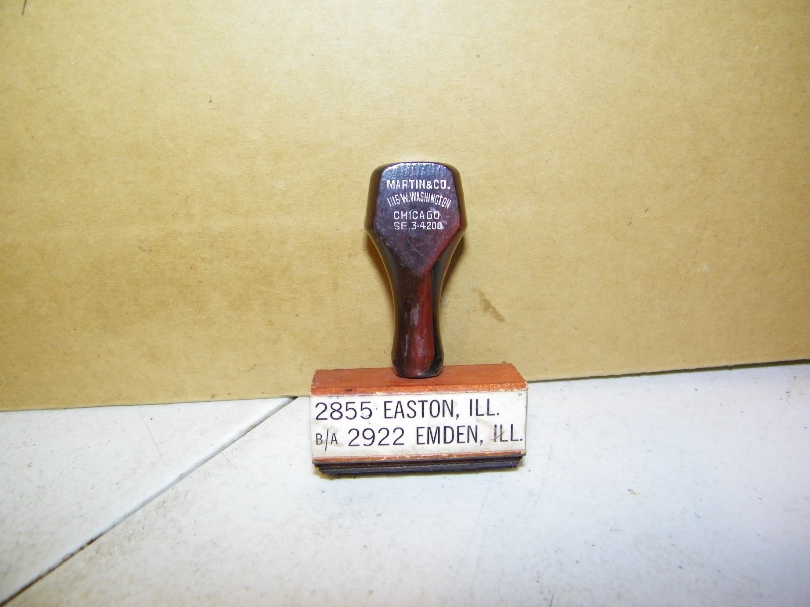 Vntg. Railroad Rubber Ink Stamp “2855 Easton ILL 2922 Emden ILL” ILL. Central RR