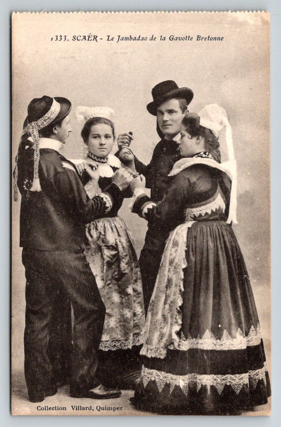SCAËR Brittany Gavotte Bretonne Dance RPPC Postcard Collection Villard
