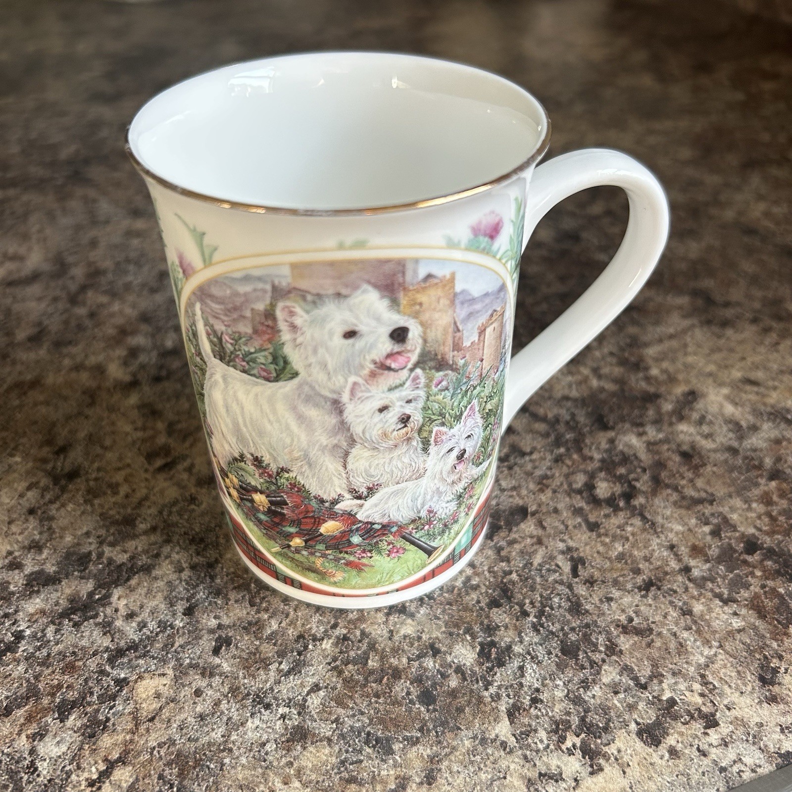 Vintage Sheltonian Bone China West Highland Terrier Staffordshire England Cup