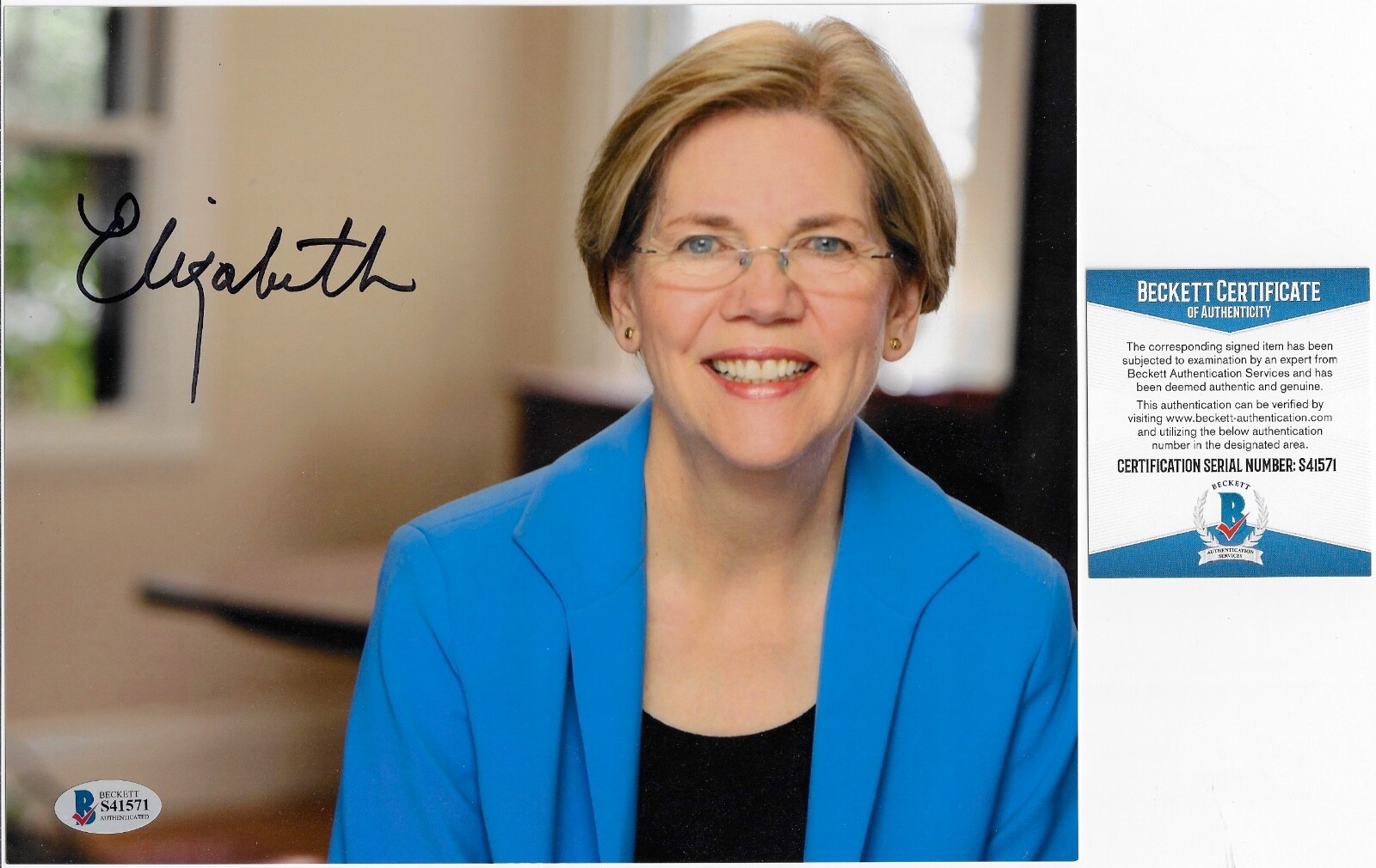Elizabeth Warren Signed 8x10 Photo BAS COA Autograph Presidential Candidate Elizabeth Warren Signed 8x10 Photo BAS COA Autograph Presidential Candidate