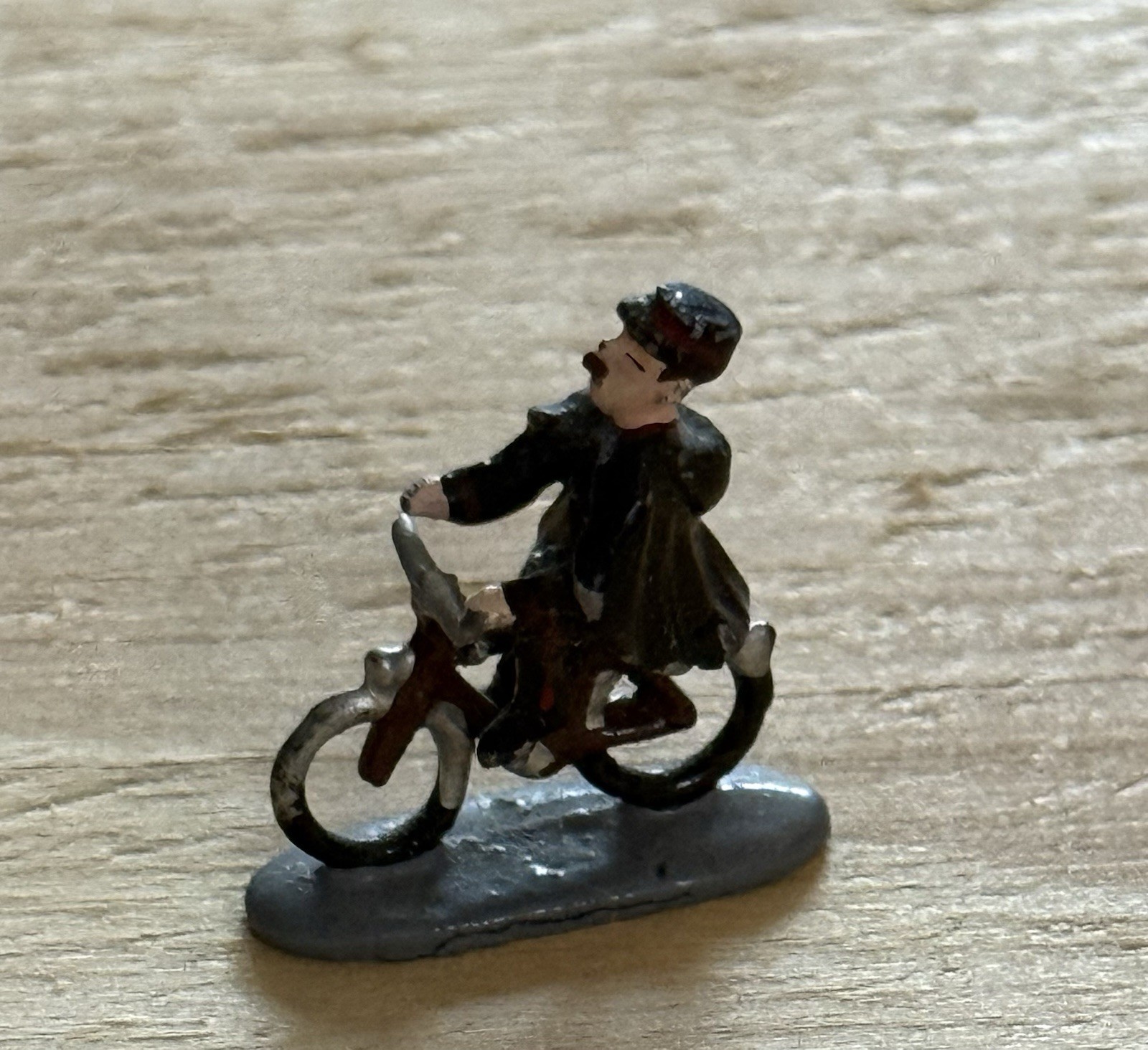 J Carlton by Gault French Miniature Man Riding Bike Figurine