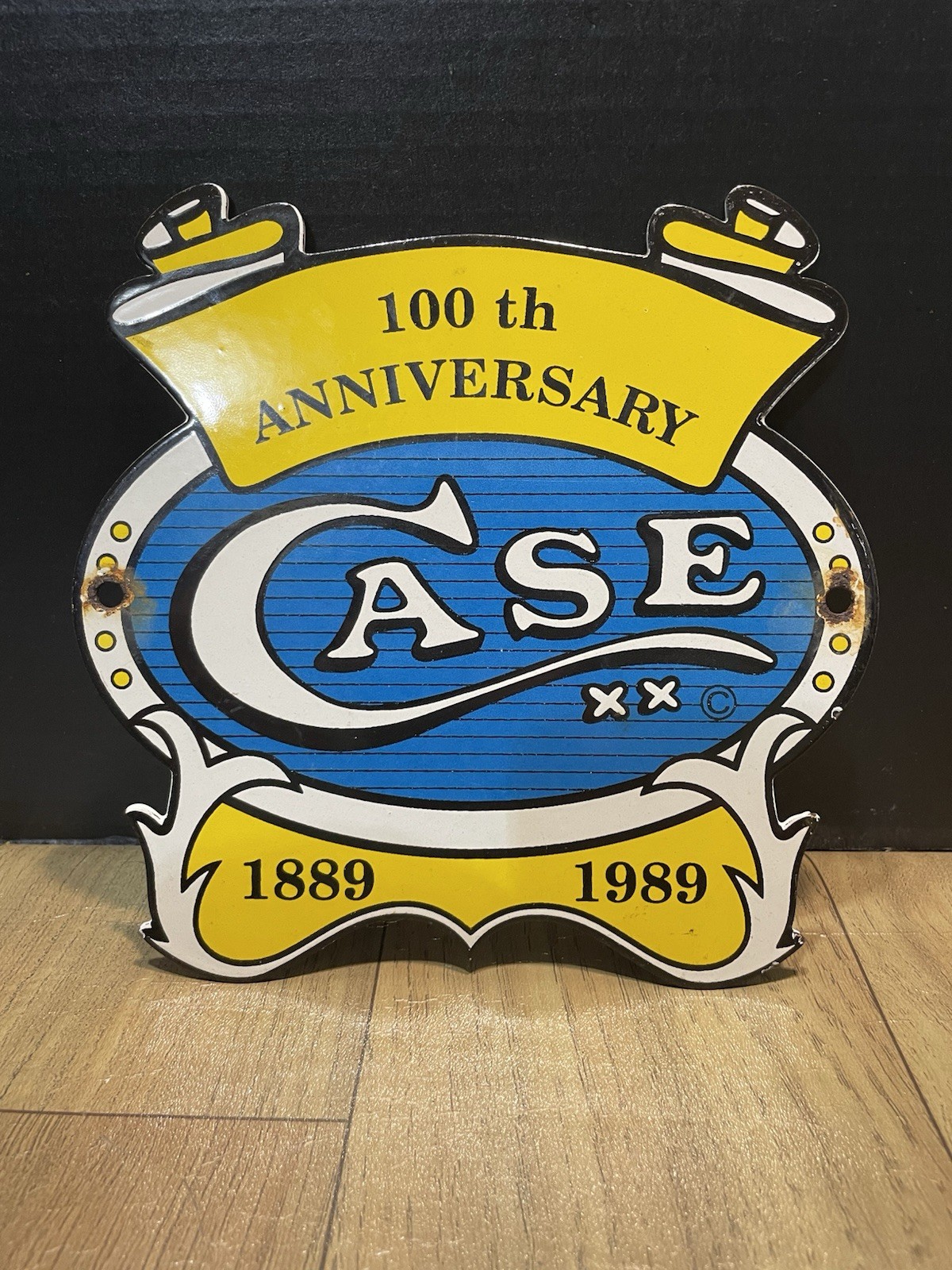 Vintage 8x8 Porcelain Case XX 100th Anniversary Sign Knife Company Advertisement