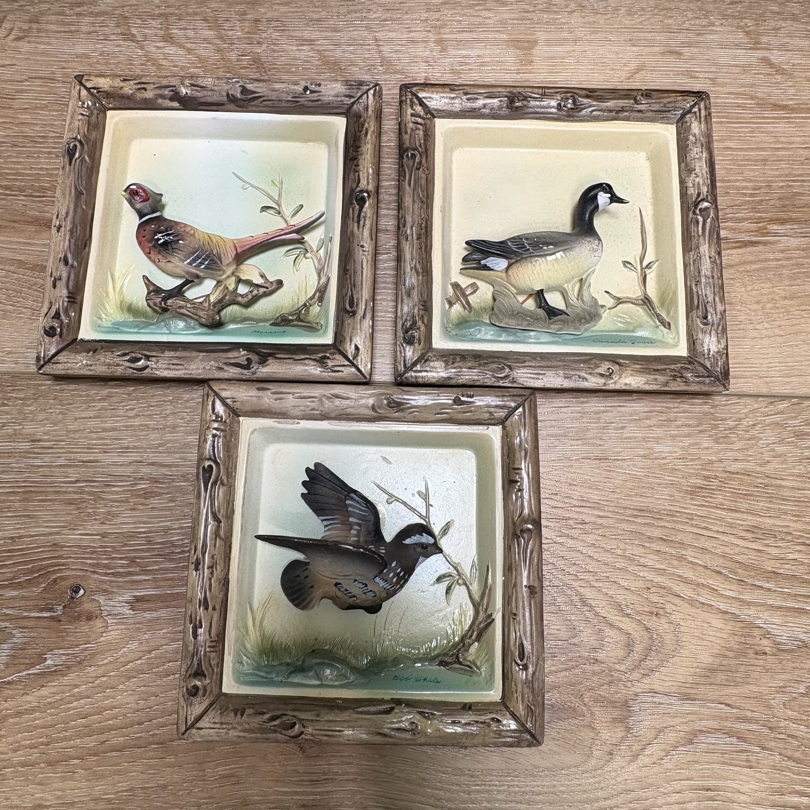Antique Inarco Bird Wall Hangings Pheasant Bobwhite Canada Goose E782 1962 Antique Inarco Bird Wall Hangings Pheasant Bobwhite Canada Goose E782 1962