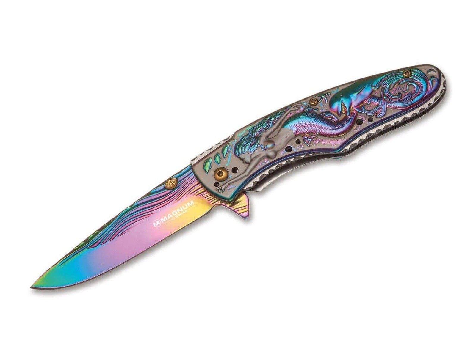 Boker Magnum Rainbow Yara Assisted Folding Knife Stainless Steel Handles 01SC069 Boker Magnum Rainbow Yara Assisted Folding Knife Stainless Steel Handles 01SC069