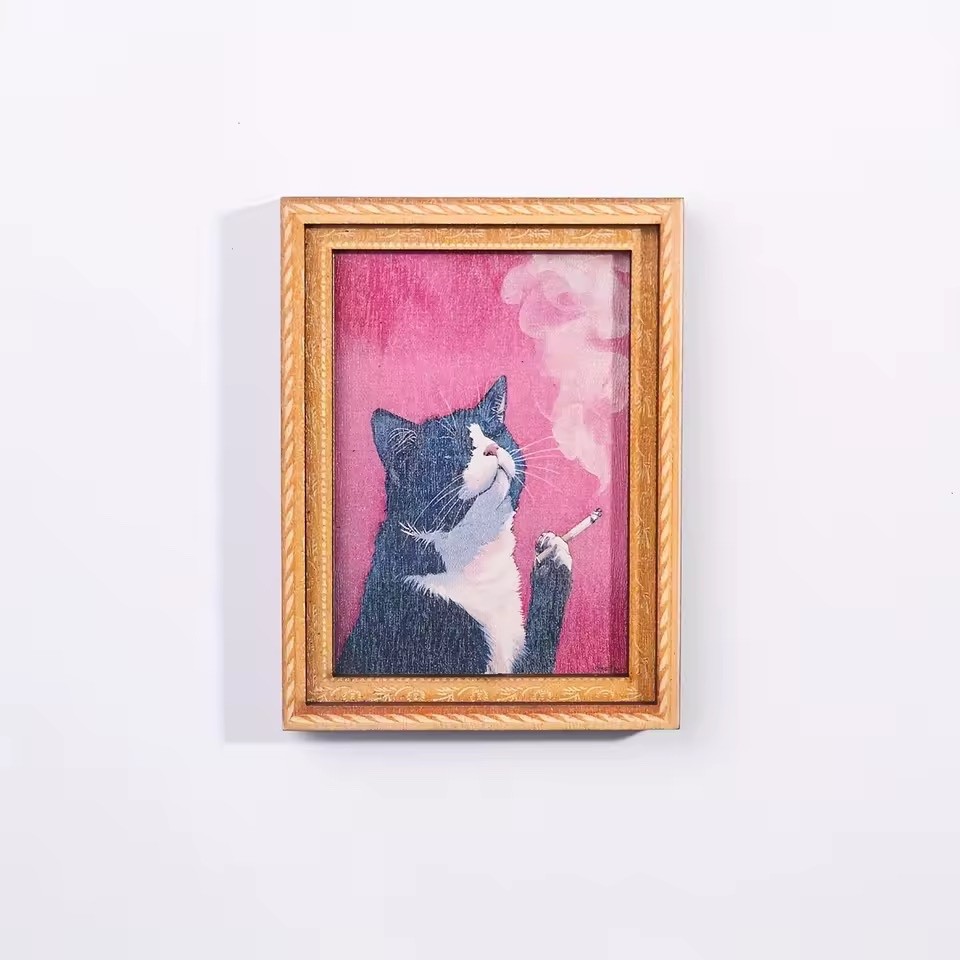 Cat Fridge Magnet – Smoking Cat Art