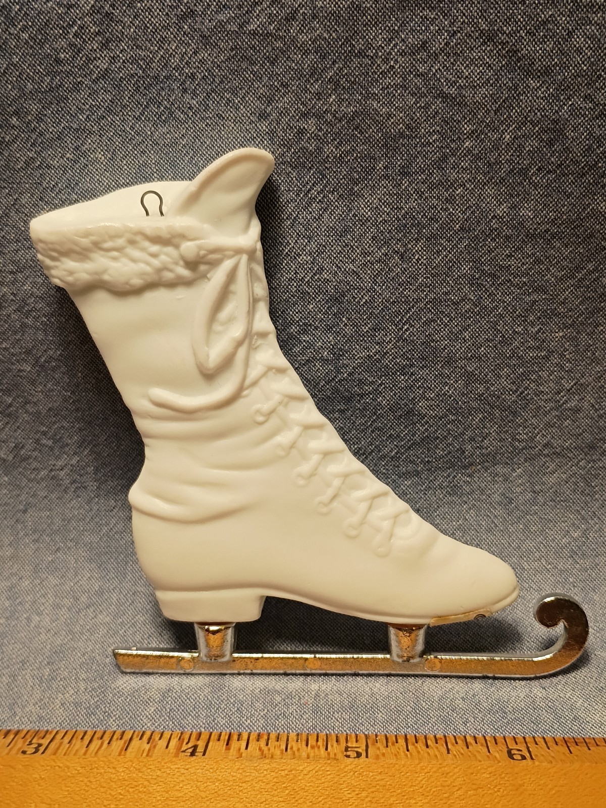 Vintage Dept.56 White Porcelain Ice Skate Christmas Tree Ornament