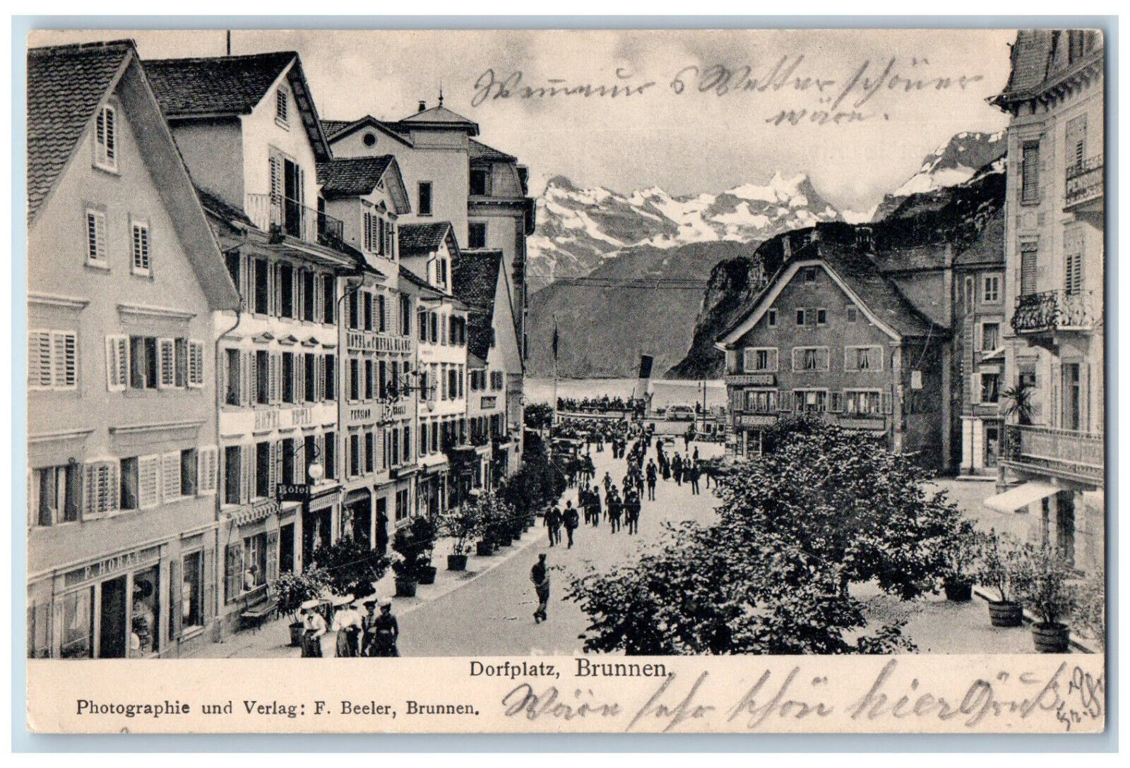 Switzerland Postcard Village Square Business Section 1904 Posted Antique