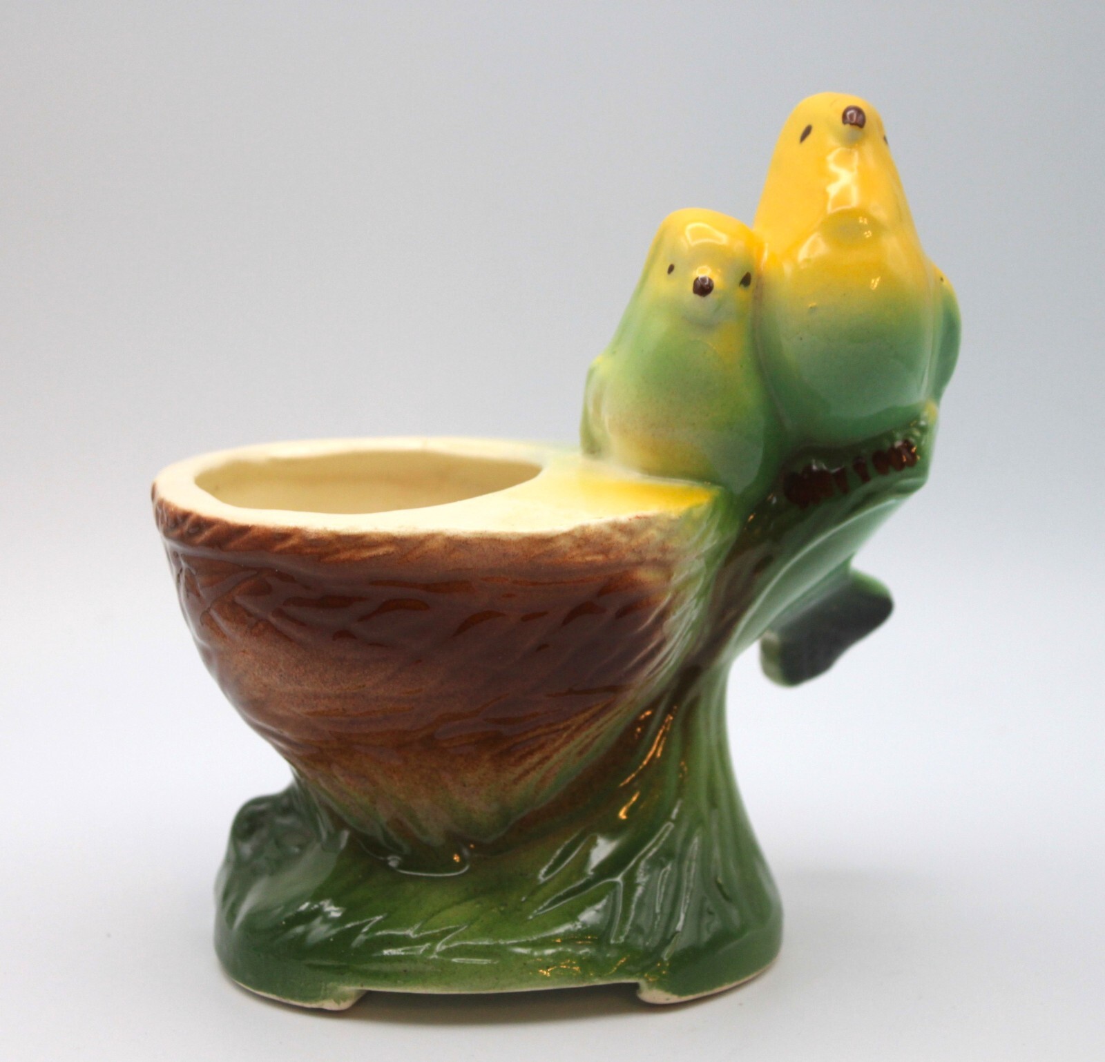 Vintage Mid Century Modern American Bisque Ceramic Love Birds Planter