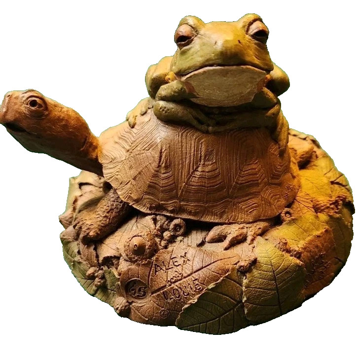 Vintage Tim Wolfe Cairn Studio 1992 Alex & Louie Turtle & Frog Figurine USA