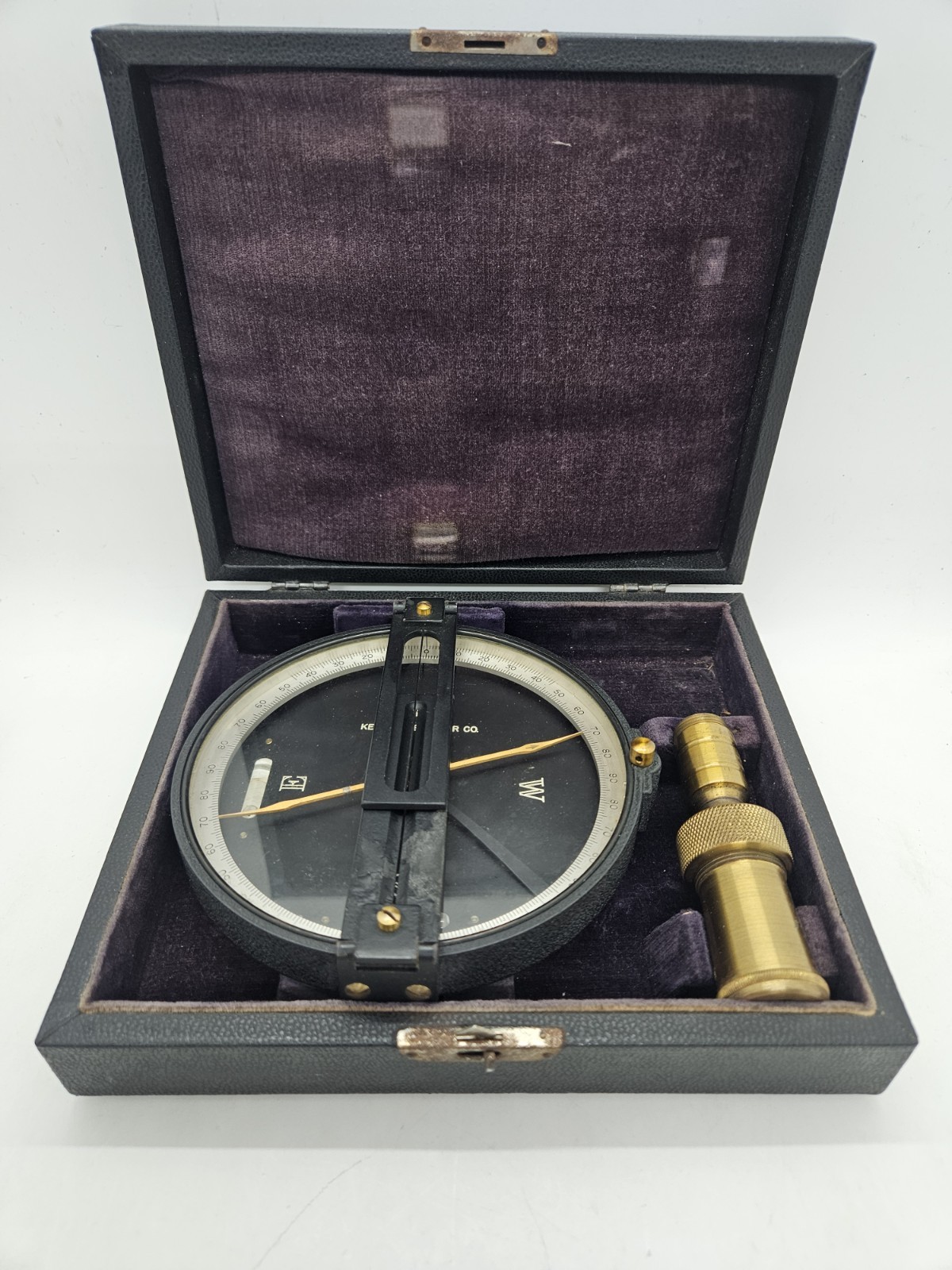 Vintage K&E Keuffel & Esser Co. NY Brass Surveyor's Compass with Fitted Case Vintage K&E Keuffel & Esser Co. NY Brass Surveyor's Compass with Fitted Case