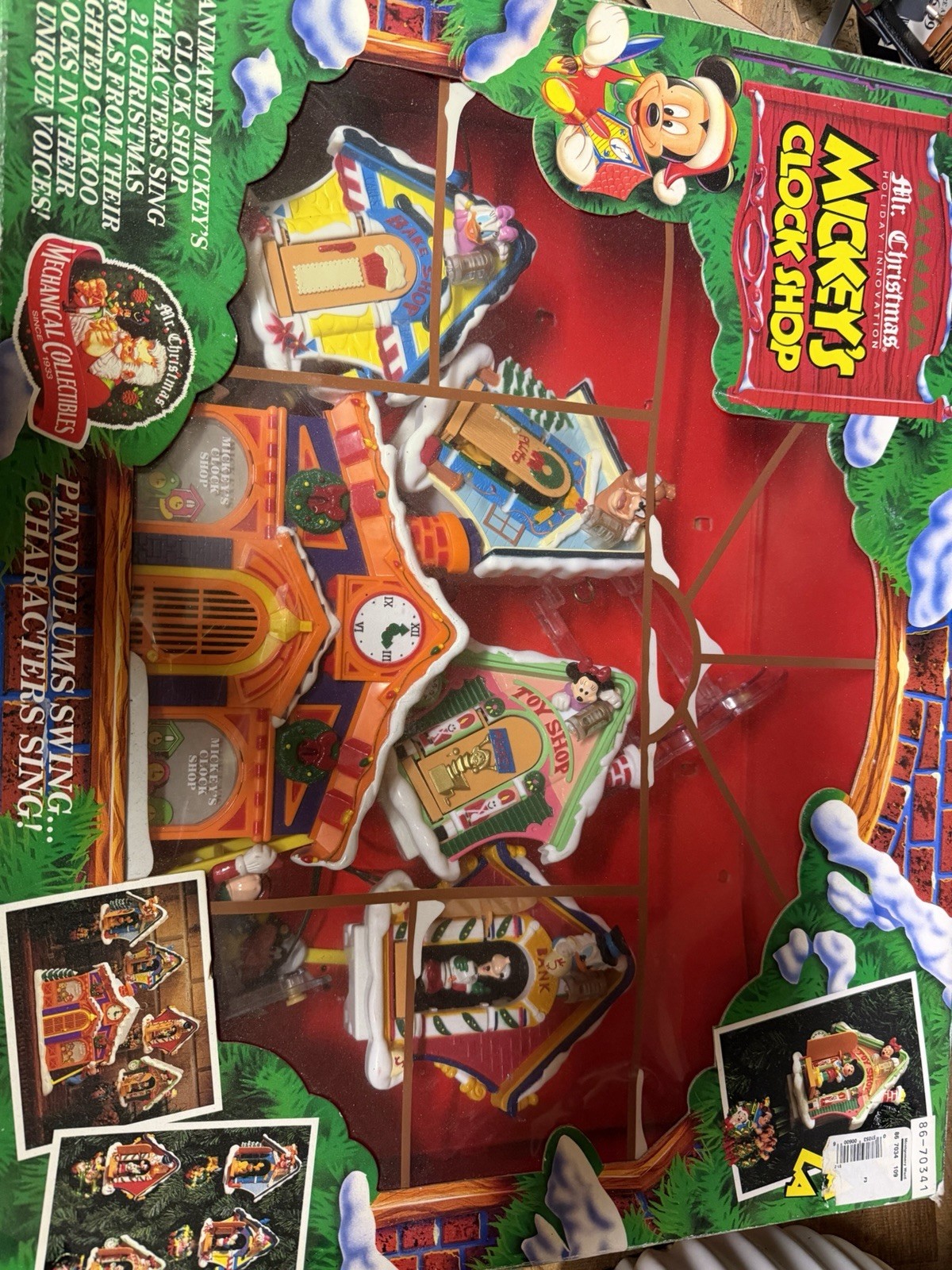 Vintage 1993 Mr. Christmas Disney Mickey's Clock Shop Animated Musical Set