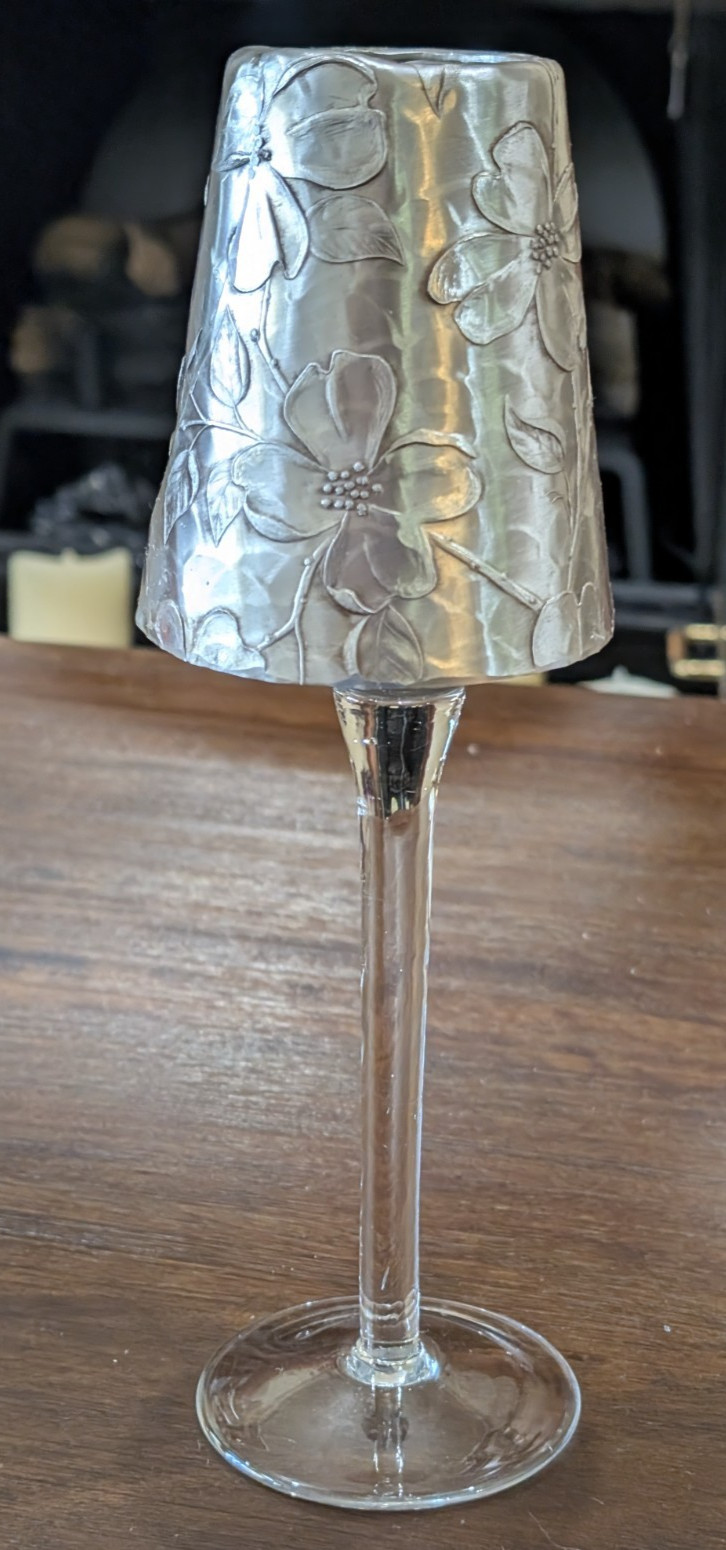 VTG WENDELL AUGUST FORGE ALUMINIUM FLORAL LONG STEMMED VOTIVE CANDLE HOLDER 10