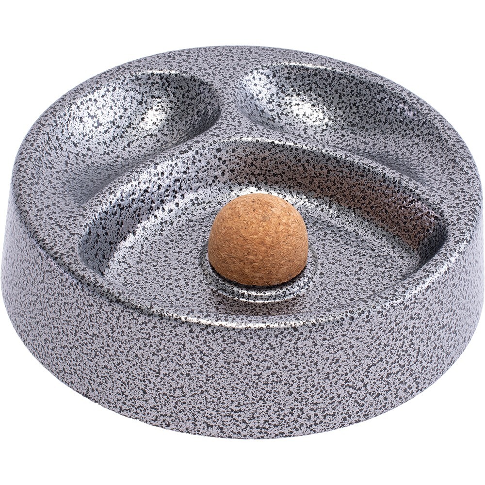 6.75 Lucienne Crackle Grey Metal Round 2 Pipe Hold Ashtray with Knocker Cork 6.75 Lucienne Crackle Grey Metal Round 2 Pipe Hold Ashtray with Knocker Cork