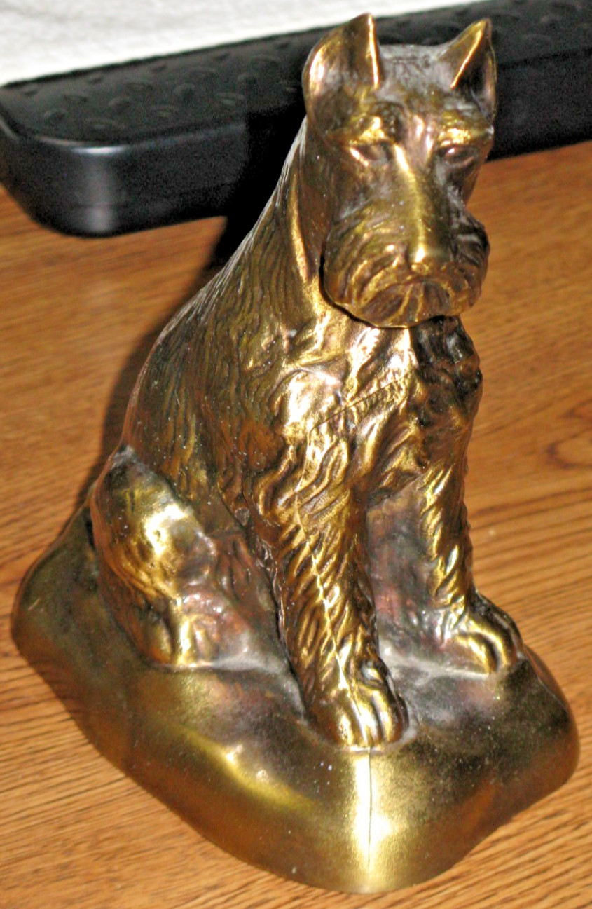 VINTAGE 1950\'s SCOTTIE SCOTTY TERRIER DOG METAL COIN BANK with 
