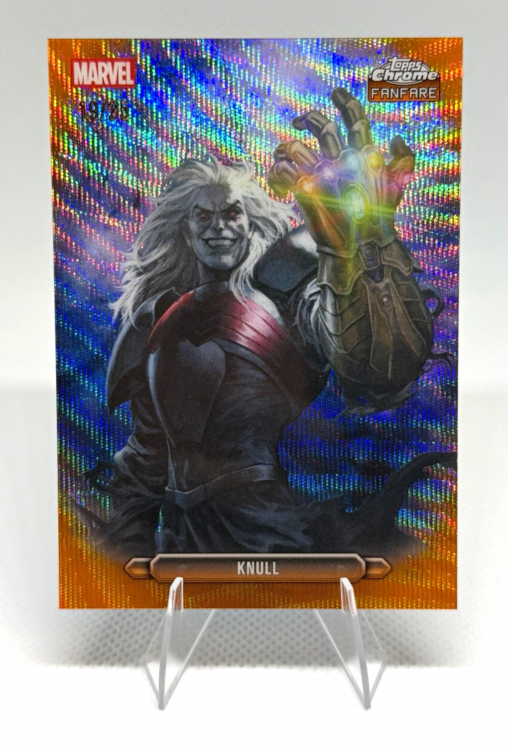 Topps 2026 Chrome Marvel Comics Fanfare Knull FF-23 Insert 19/25 Orange Wave Topps 2026 Chrome Marvel Comics Fanfare Knull FF-23 Insert 19/25 Orange Wave