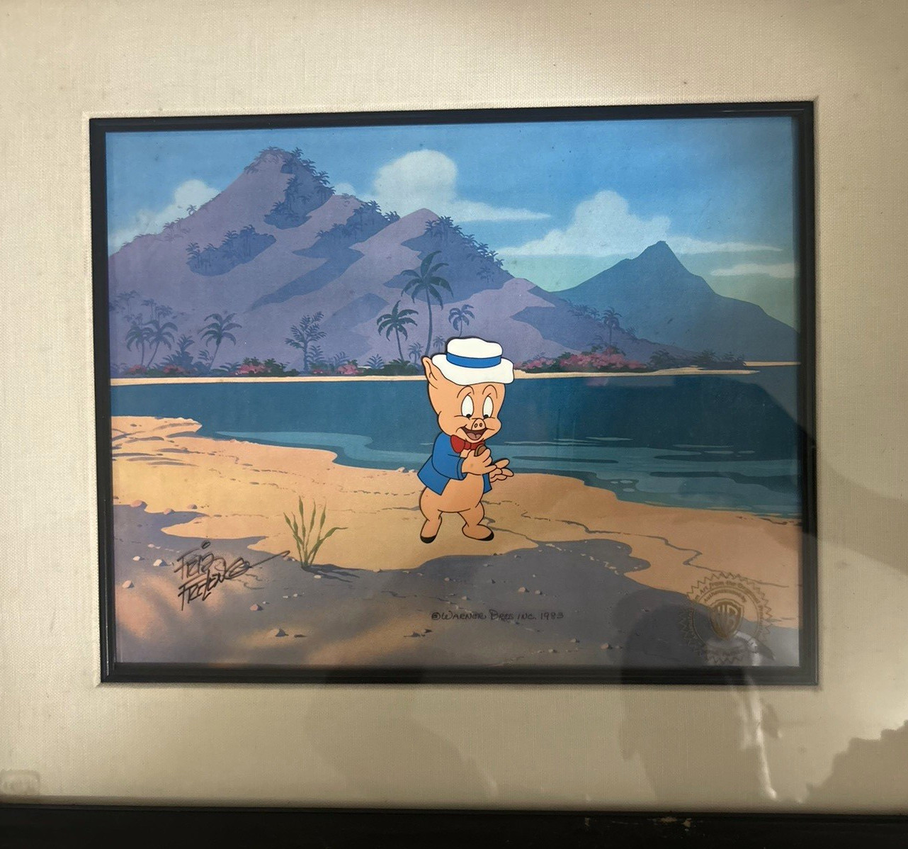 Warner Bros. Looney Tunes Porky Pig Cel Signed Bob Clampett 1993 Framed