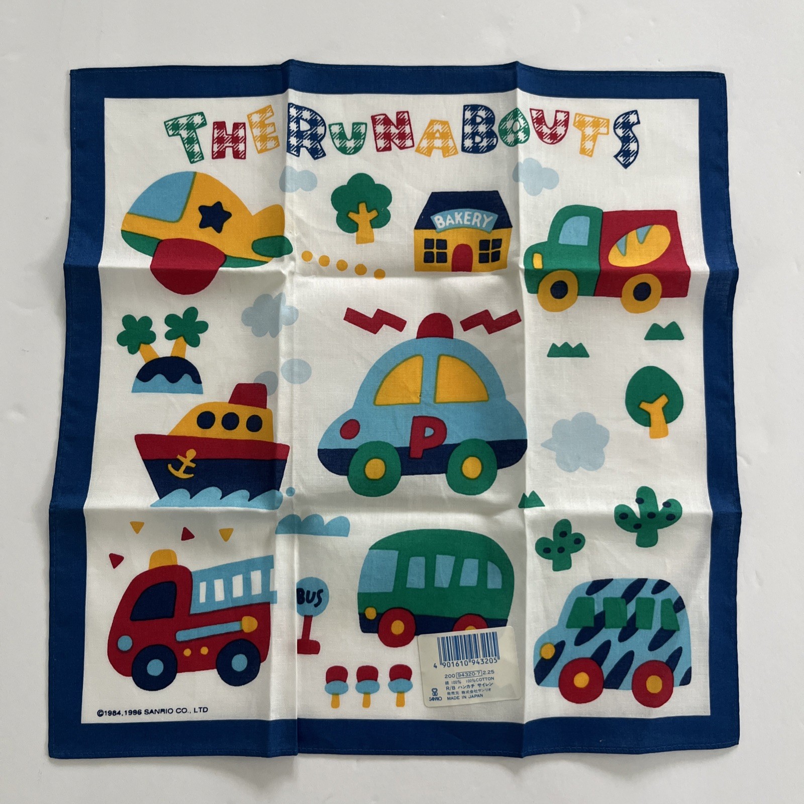 VTG 90’s Sanrio The Runabouts Handkerchief Hanky Children’s Cars, Trucks New