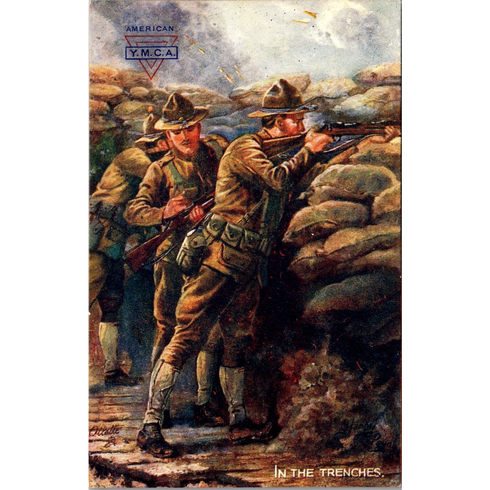 American YMCA In The Trenches Raphael Tuck & Sons\' Vintage Postcard SP7-7