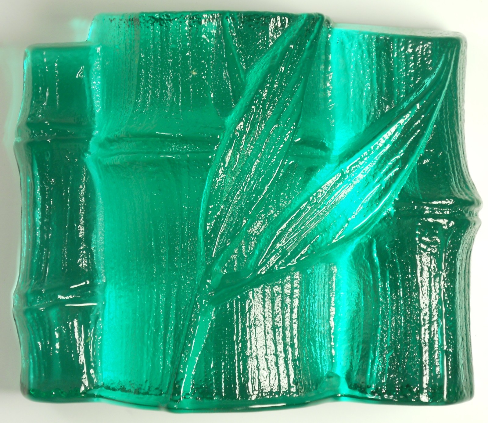 rare Blenko Green Blue Glass Bamboo Bookend Vintage MCM Midcentury 4.8\
