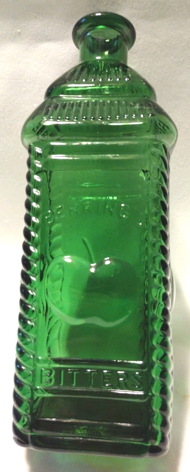 Vintage Green Wheaton Glass Berring\'s Apple Bitters Philadelphia Bottle B2