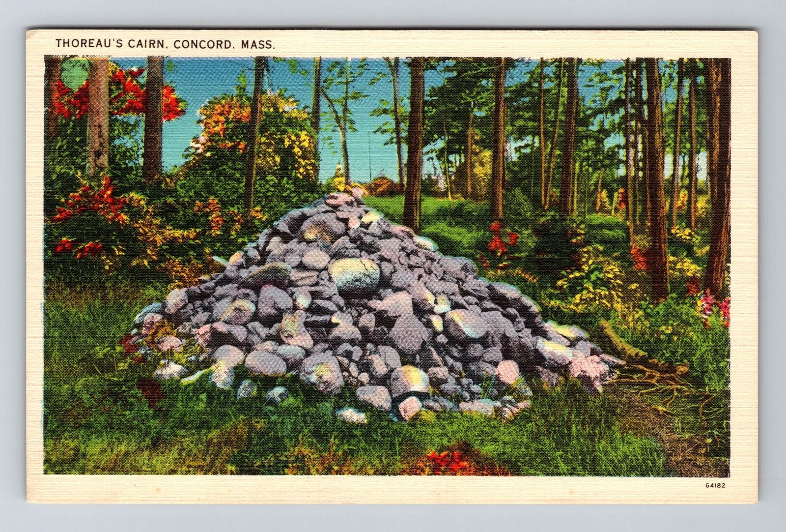 Concord MA-Massachusetts, Thoreau's Cabin Vintage Souvenir Postcard