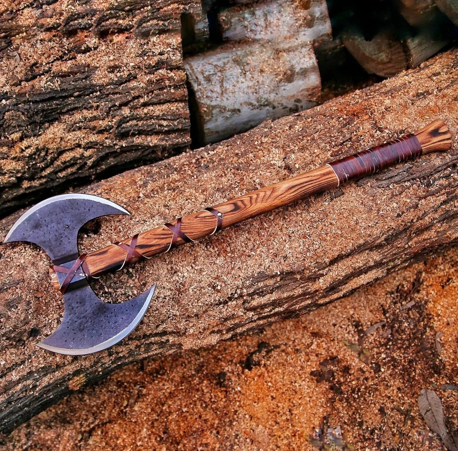 Two Handed Large Berserker Axe, Norse Scandinavian Double Handed Viking Axe