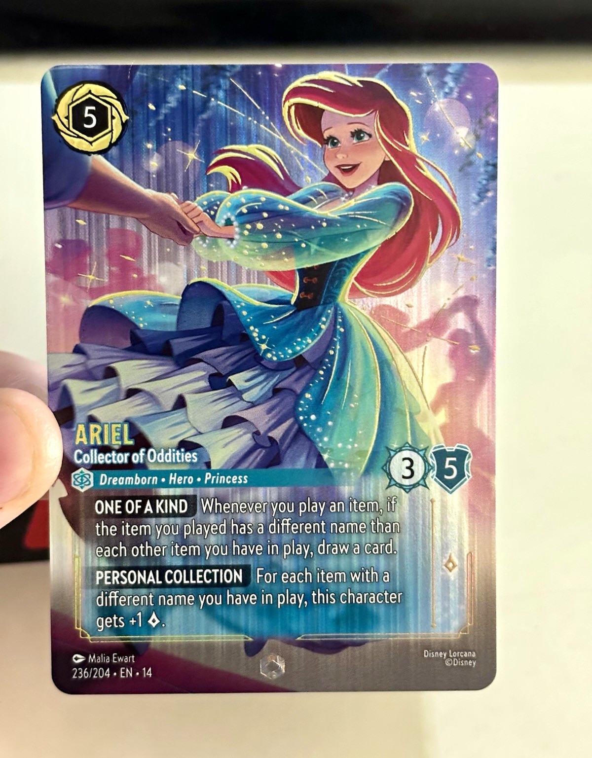 Disney Lorcana Ariel, Collector of Oddities Enchanted Foil 236/204 EN 14