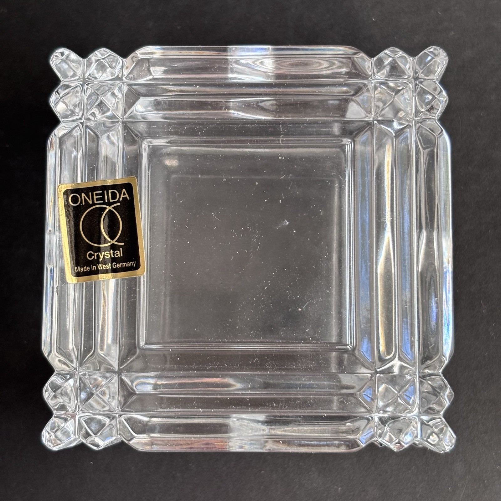 Oneida Crystal Box SQUARE FACET Trinket Jewelry Box West Germany NOS 1990