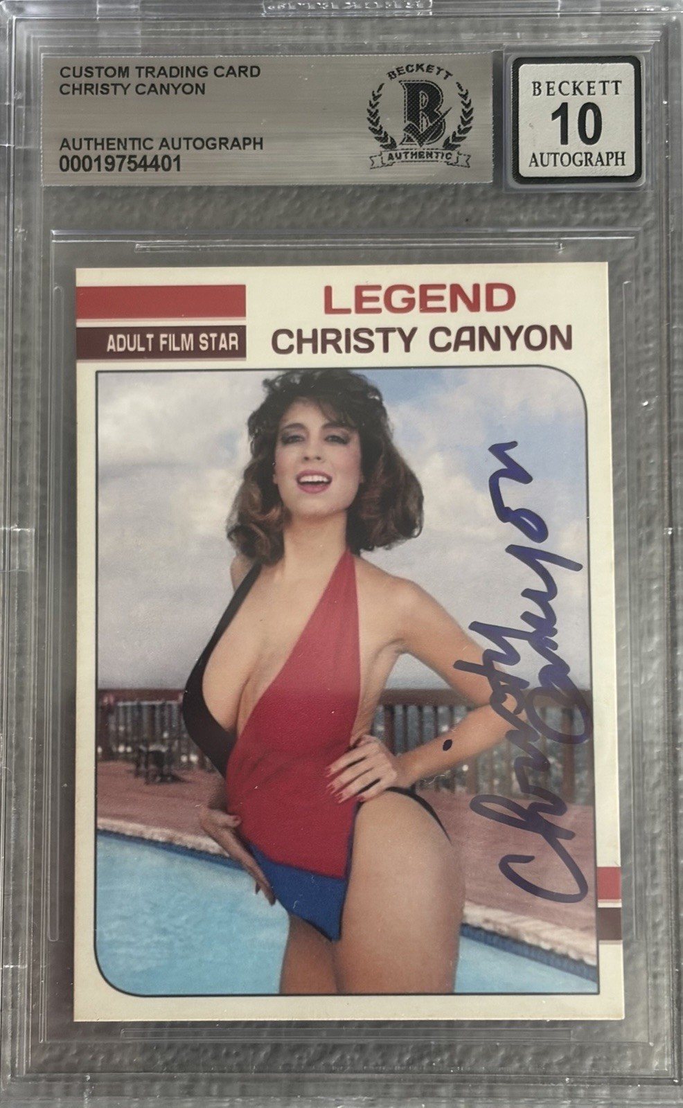 Christy Canyon Signed Custom Trading Card BAS Beckett Witness Autograph Grade 10 Christy Canyon Signed Custom Trading Card BAS Beckett Witness Autograph Grade 10