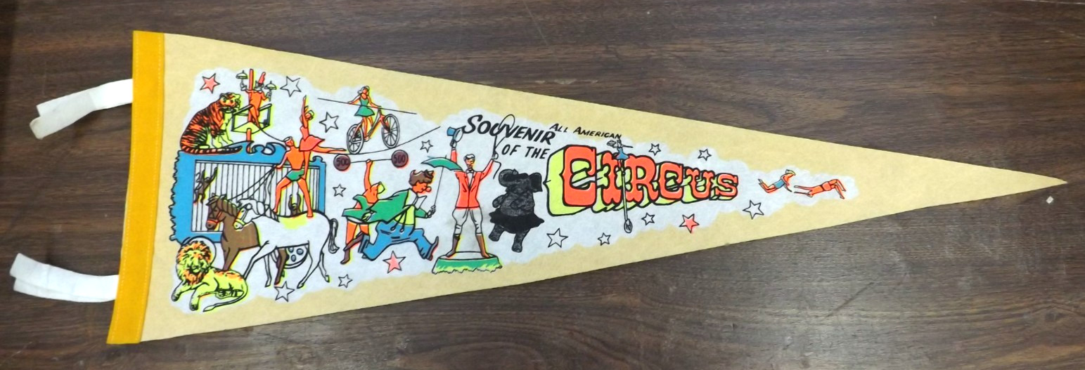 VINTAGE ALL AMERICAN CIRCUS PENNANT 26\