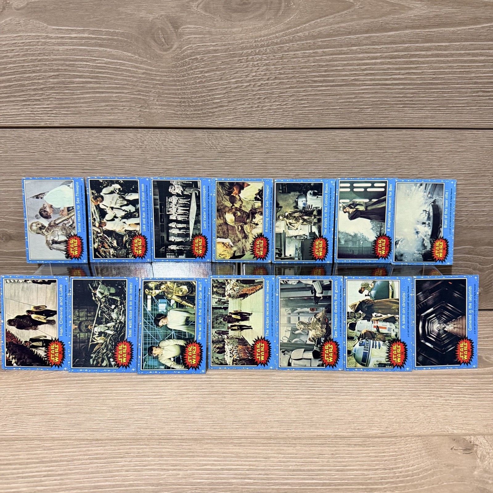 RARE Lot Of 14 1977 TOPPS STAR WARS Trading Cards - BLUE Series