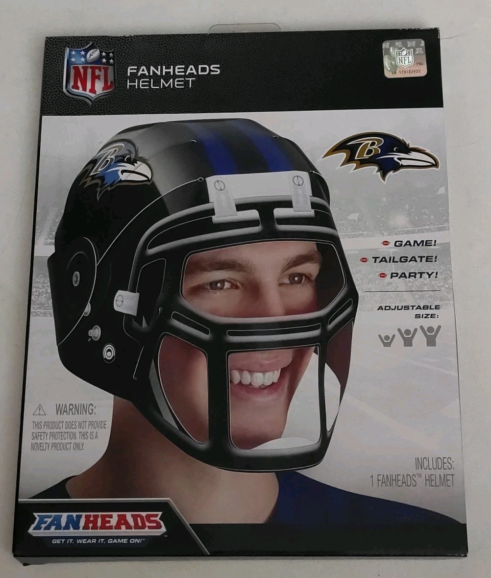 NFL FanHeads Baltimore Ravens Helmet  Adjustable Paper Helmet 2018 New 